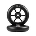 Two black scooter wheel with 'Signal' branding in white text