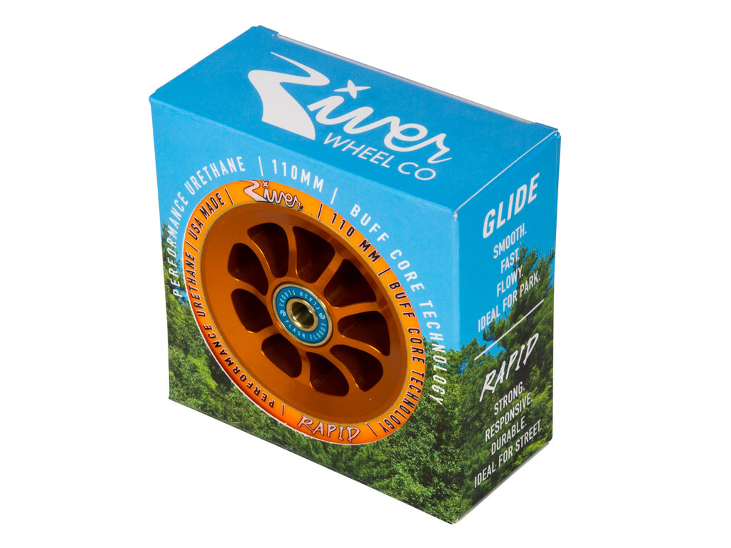 River Wheel Co – Natural “Sunset” Rapids 110mm (Orange on Orange)